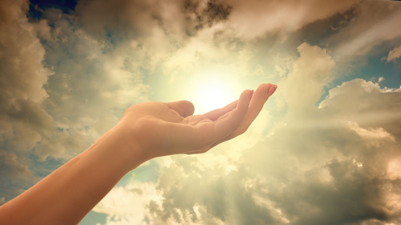 human, hope - concept, digital, light - natural phenomenon, sun, body part, sunset, aspirations, christian, outdoors, prayer, adult, one person