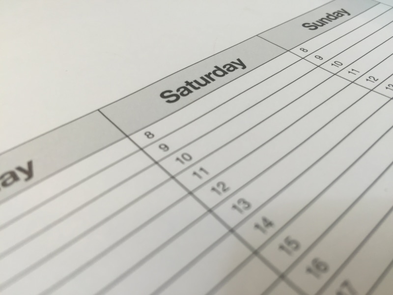 dates, list, schedule, quotation, studio shot, deadline, 2K, paper, high angle view, reminder, text, no people, the distribution of, of the week, sunday