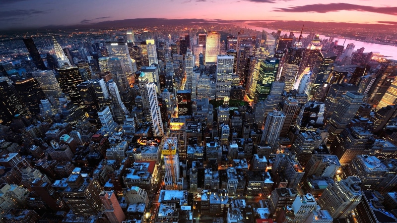 avenue, architecture, tower, landmark, dusk, tall, town, travel, center, downtown, financial, street, panorama, high, skyline, new, tourism, river, bridge