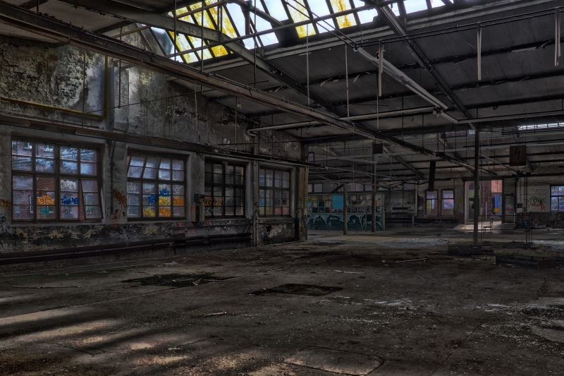 mood, domestic room, abandoned, old, hall, transience, dilapidated, old factory, industry, white, dark, window, ruin, built structure, shadow, forget, weathered