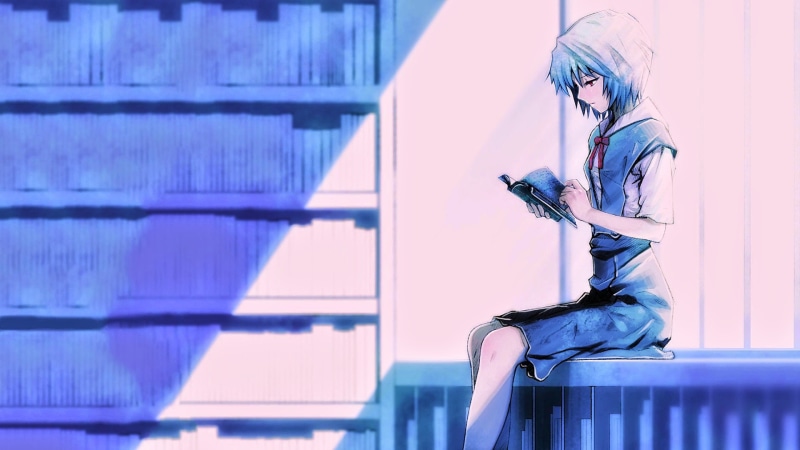 4K, side view, profile view, adult, communication, genesis, neon, illustration, holding, anime girls, blue hair, occupation, technology, anime, young adult