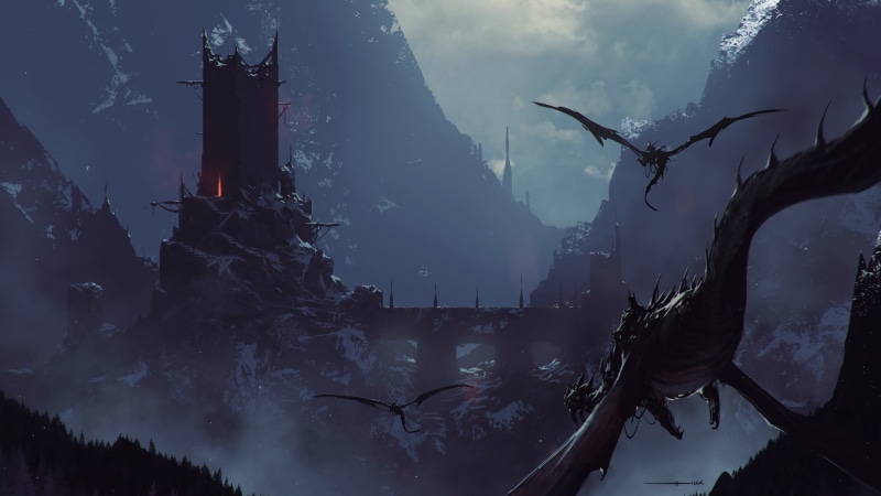 Dark Souls, architecture, air pollution, sky, pollution, building, building exterior, smoke - physical structure, illuminated, plant, no people, dragon