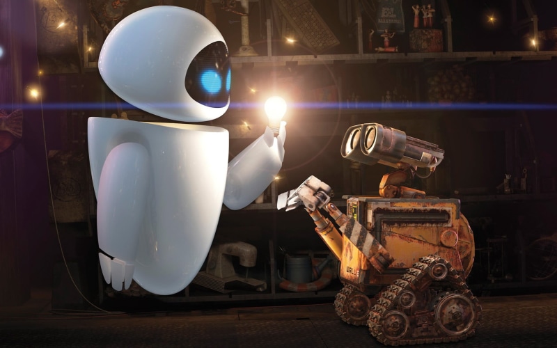 table, scene, Disney Pixar, human representation, security, factory, still life, headwear, metal, Pixar Animation Studios, alien, 1080P, movie, WALL-E