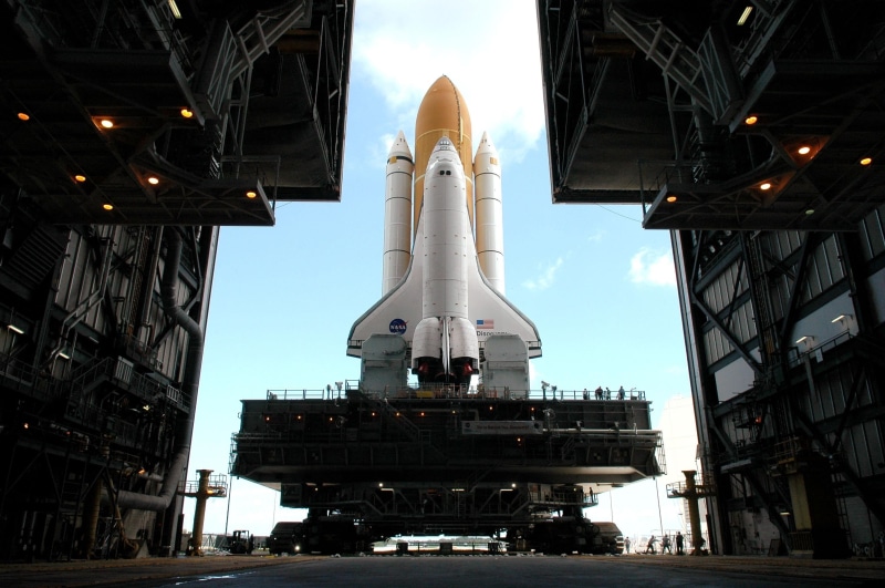 transportation, nature, architecture, brown, technology, space, day, lights, spaceship, low angle view, mode of transportation, hangar, NASA, American flag