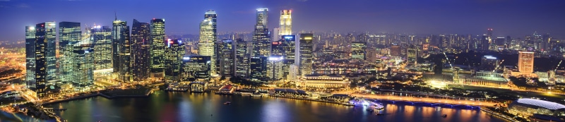 tower, building Exterior, skyscraper, office Building, photo, water, marina bay singapore, O.T.W, river, famous Place, by night, business, city, financial District