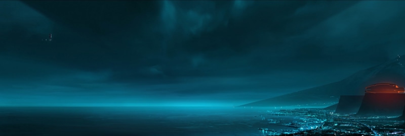 mountain, nature, space, Tron, night, movies, dark, light beam, no people, industry, fog, Tron: Legacy, laser, environment, cloud - sky, nightlife, horizon over water
