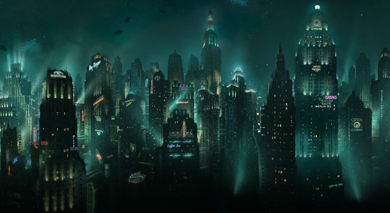 building exterior, financial district, Games, Rapture, architecture, City, residential district, tall - high, BioShock, tower, 1080P, travel destinations