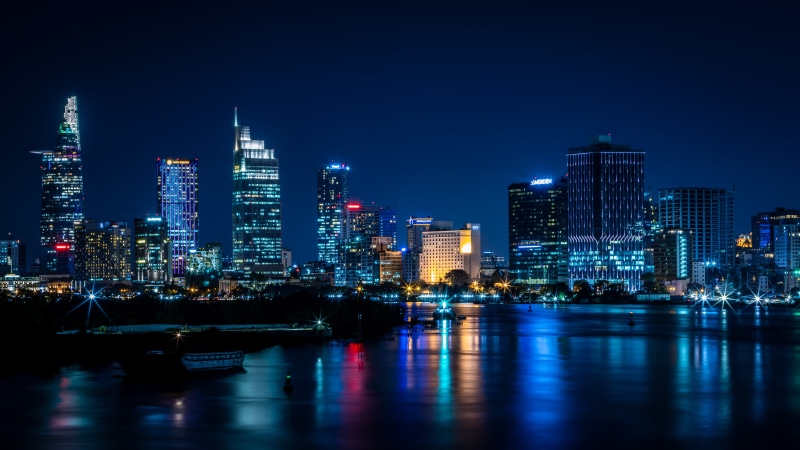 vietnam, high rise, tower, financial district, saigon, 2d đường ngô tất tố, bình thạnh, no people, landscape, building, town, modern, body, water, skyline