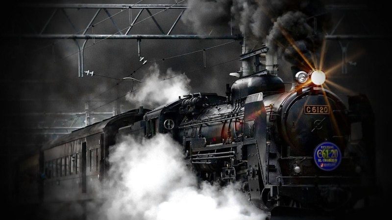 steam locomotive, locomotive, smoke, public transport, track, steam, engine, transport, old, rail transport, darkness, vehicle, train, 1080P