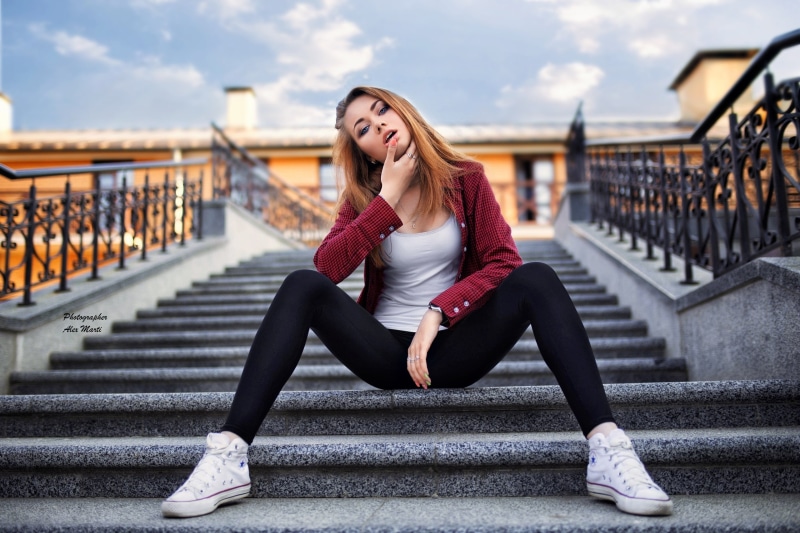 outdoors, built structure, girl, s, Alex Marti, leggings, one person, beautiful woman, photo, photographer, young adult, adult, hairstyle, casual clothing