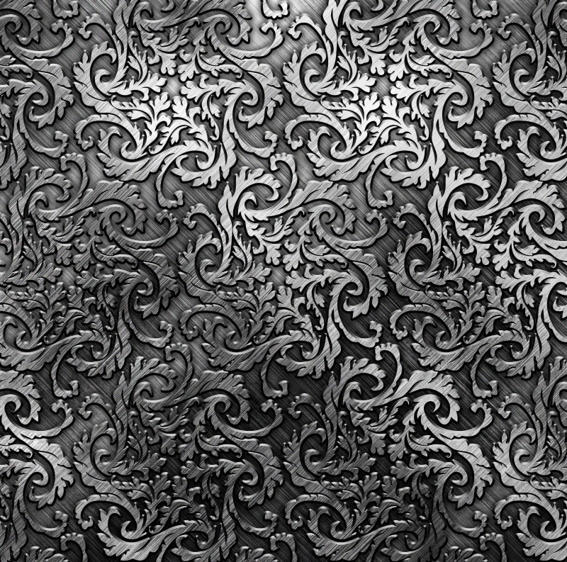 wallpaper Pattern, black Color, directly above, floral pattern, intricacy, textured, 5K, silver, decor, seamless, backdrop, pattern, repetition