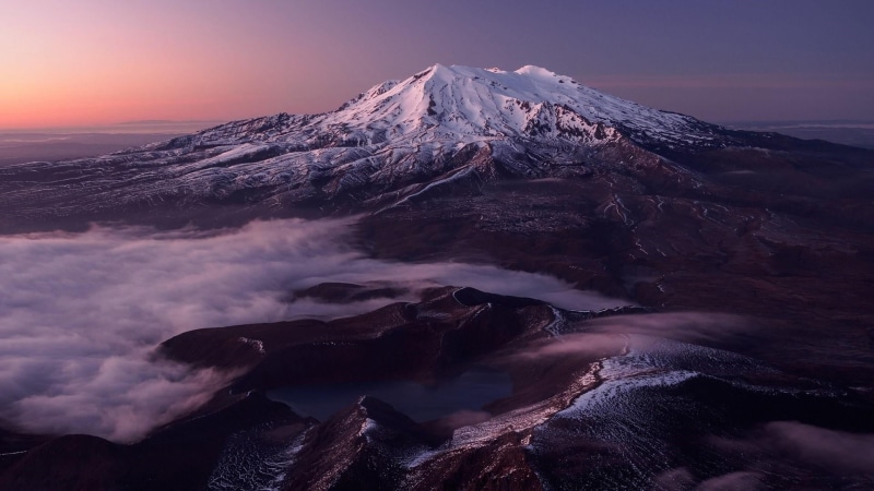 mountain peak, non-urban scene, winter, geology, mountainous landforms, mount ruapehu, landscape, mount scenery, morning, 1080P, stratovolcano, snow, nature