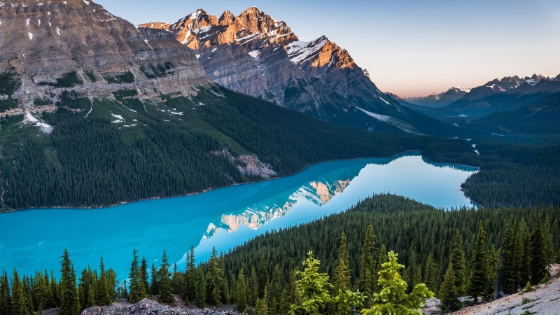 sky, snowcapped mountain, plant, non-urban scene, glacial lake, tranquility, winter, beauty in nature, mountain, massif, formation, mountain peak, idyllic