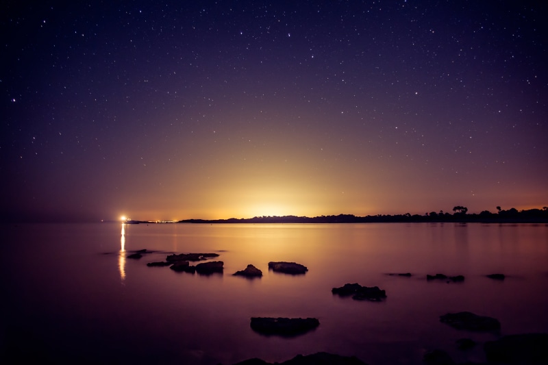 Night, reflection, dark, silhouette, golden, sea, dusk, lake, galaxy, artificial, hour, Amanecer, sky, Longexposure, Sigma, astronomy, star - Space, landscape