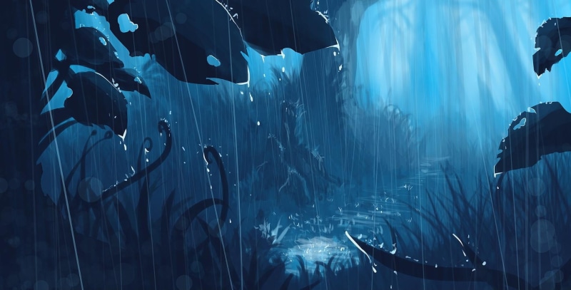 pattern, rain, blue, smoke - physical structure, dark, landscape, light - Natural Phenomenon, built structure, fantasy art, artwork, glass - material, nature