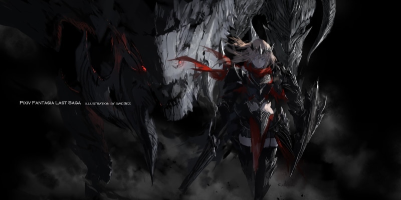 1080P, dark fantasy, swd3e2, digital art, fantasy art, crown, sword, dragon, fantasy girl, long hair, creature, blonde, Pixiv Fantasia, illustration, women