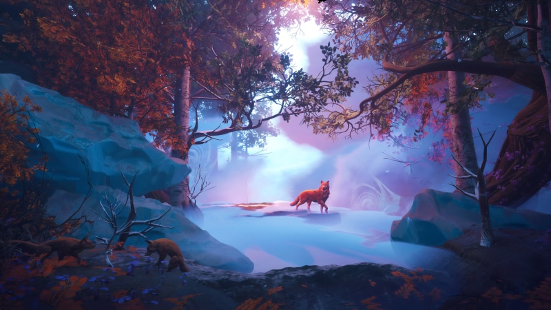 fox, digital art, 4K, fantasy art, illustration, forest, landscape