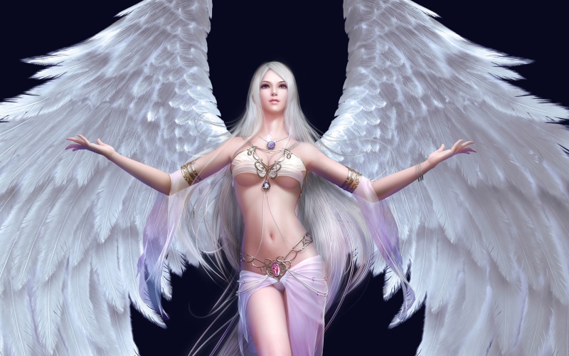 anime, Wings, haired, Angel, White, character, s, 2K, woman, Girl