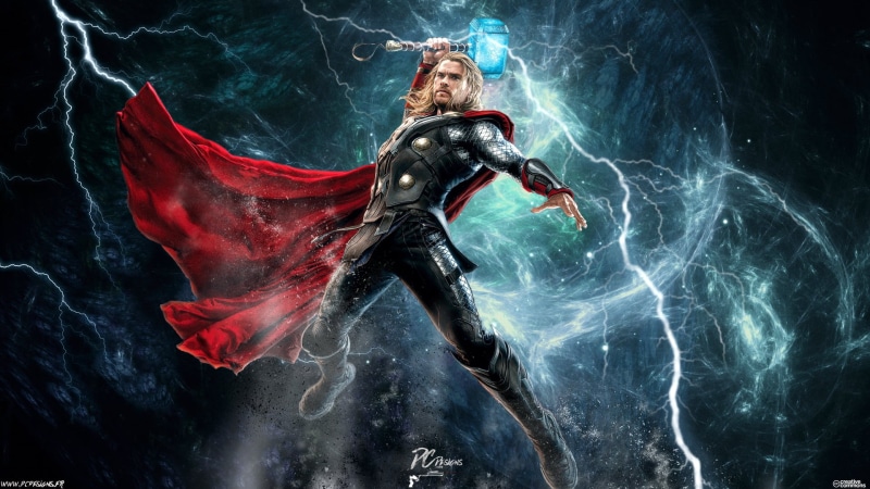 women, Thor, marvel, Mjolnir, Chris Hemsworth, beautiful woman, beautiful people, lightning, water, fashion, Marvel Comics, 1080P, people, young adult