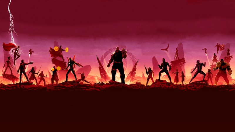 Captain America, Hulk, Spider-Man, Black Panther, Rocket Raccoon, Doctor Strange, Thor, Avengers Endgame, Drax the Destroyer, Bucky Barnes, 4K, Thanos