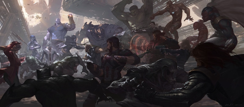 Scarlet Witch, Dr. Strange, chaos, men, Marvel Comics, Marvel Cinematic Universe, crowd, Thanos, creature, Spider-Man, day, built structure, real people