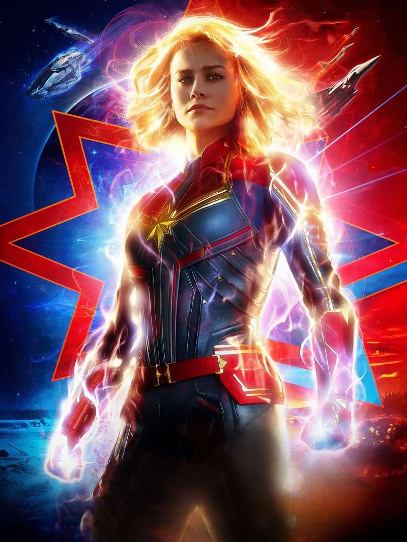 Marvel Cinematic Universe, movies, 1080P, superheroines, portrait display, blonde, Captain Marvel, Brie Larson