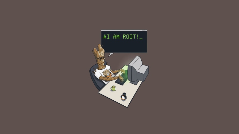 Linux, computer, 1080P, minimalism, Groot, simple background, geek, humor
