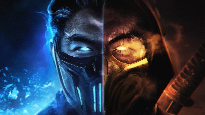 digital art, illustration, fictional, scorpion, blue, artwork, Video Game Art, digital, edit, fictional character, 4K, Mortal Kombat, Fantasy Men, Ninja