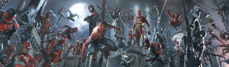 retail, secret war, prince arachne, iron spider, ultimate spider woman, war, jessica drew, large group of objects, baghead spider, fish, spider ham