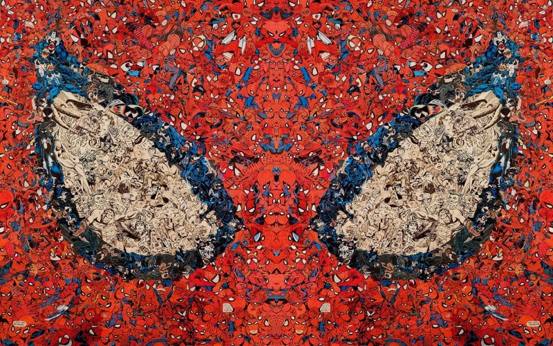 eyes, spider, hd, 720P, cartoon/comic, red, man, marvel