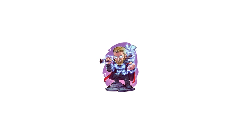 Marvel Cinematic Universe, chibi, Thor, Marvel Heroes, Marvel Super Heroes, Marvel Comics, Derek Laufman, 4K, minimalism