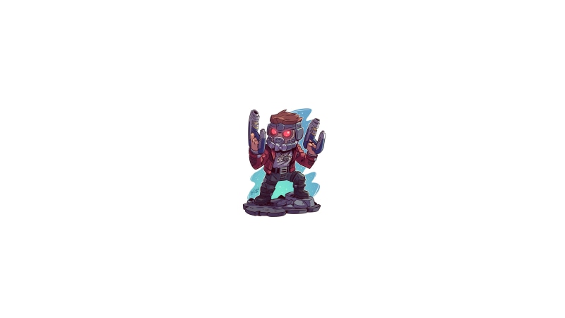 Marvel Super Heroes, Derek Laufman, Starlord, Marvel Heroes, chibi, Marvel Cinematic Universe, 4K, minimalism, Marvel Comics