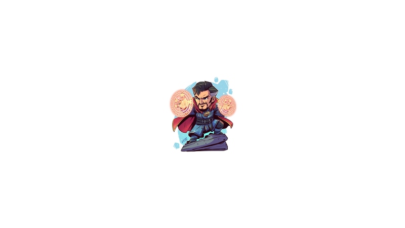 hero, 4K, Marvel Cinematic Universe, superhero, Dr. Strange, Derek Laufman, chibi, MCU, Marvel Heroes, Marvel Super Heroes, The Avengers, Marvel Comics