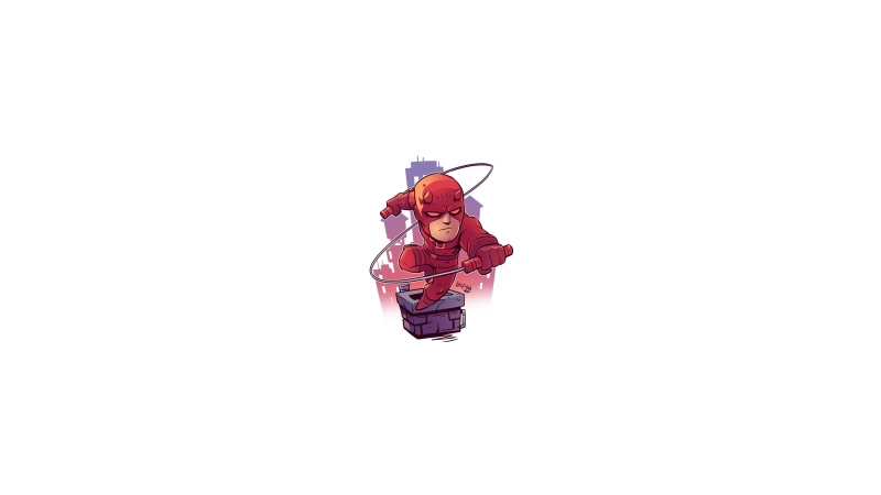 Marvel Heroes, superhero, hero, minimalism, 4K, Marvel Cinematic Universe, Defenders, Daredevil, The Devil of Hells Kitchen, chibi, MCU, Marvel Super Heroes