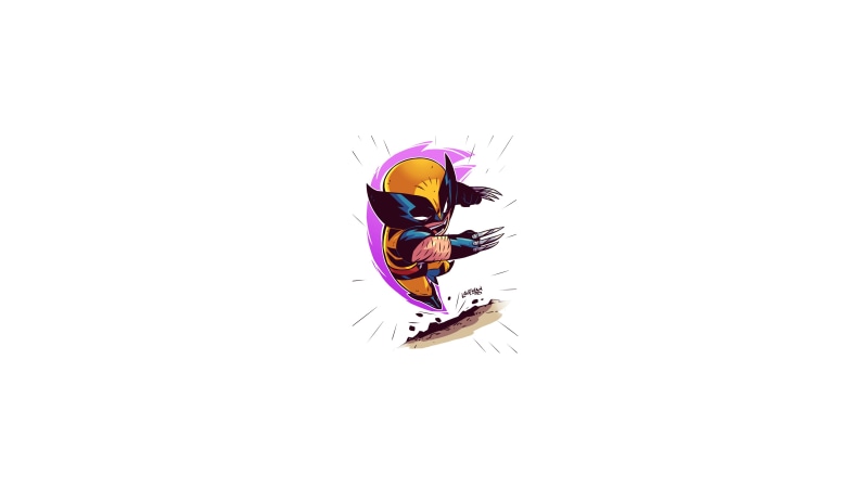 Marvel Super Heroes, chibi, 4K, Marvel Comics, Marvel Heroes, Derek Laufman, minimalism, Wolverine
