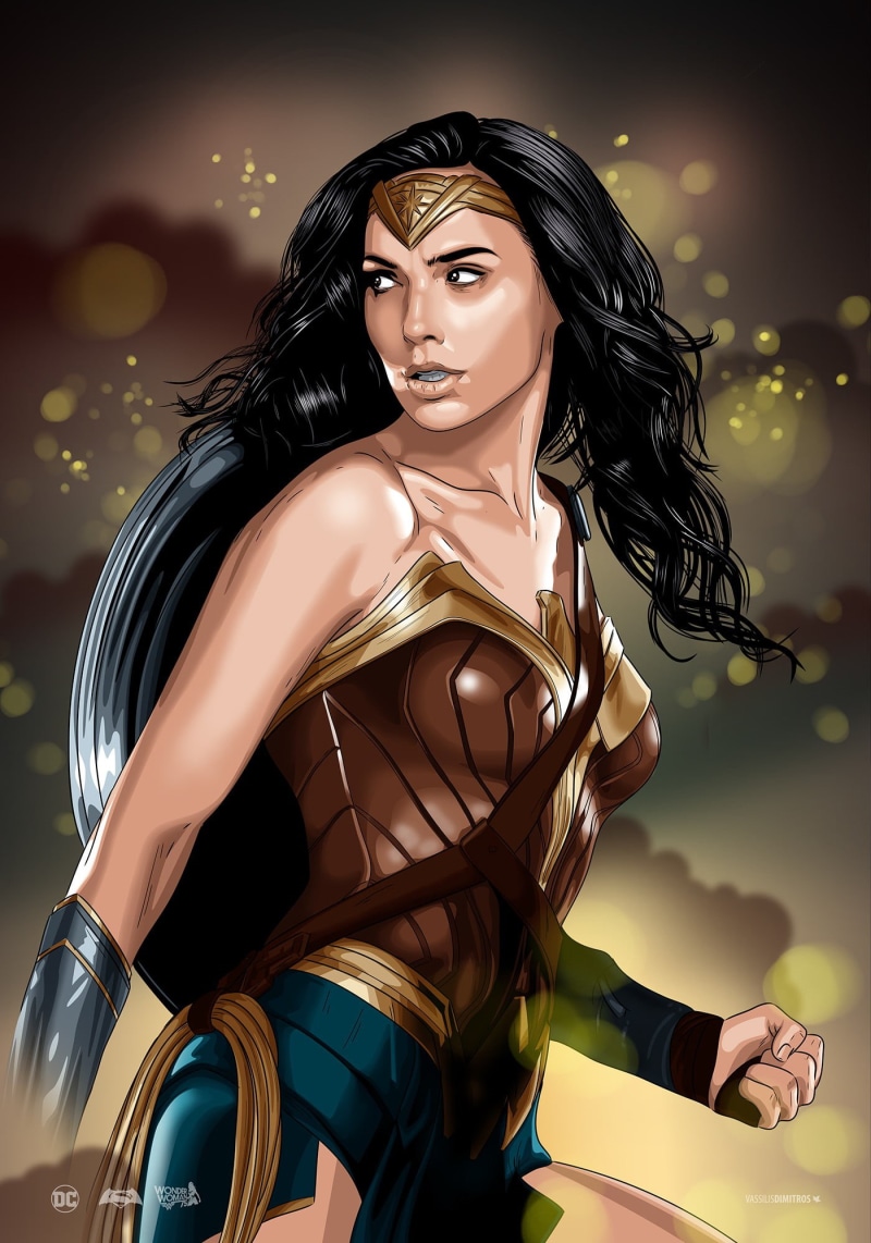 long hair, adult, women, modern, illustration, DC Comics, young women, looking at camera, beauty, indoors, wonder, Gal Gadot, shiny, woman, 1080P, clothing