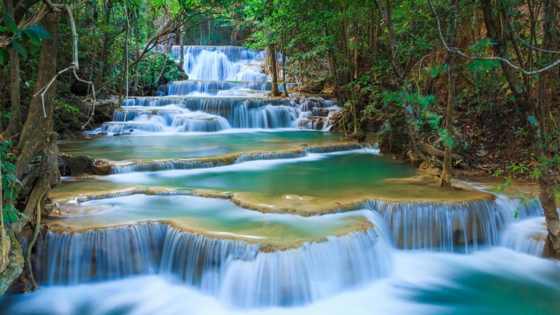 cascade, erawan national park, 1080P, landscape, waterfall, water, pond, nature reserve, erawan waterfall, creek, erawan falls, thailand, stream, ponds