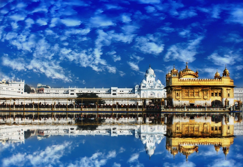 punjab, outdoors, nature, cloud - sky, gold, building, architecture, morning, 8K, photography, golden, blue, india, building exterior, the past, sky, sunrise