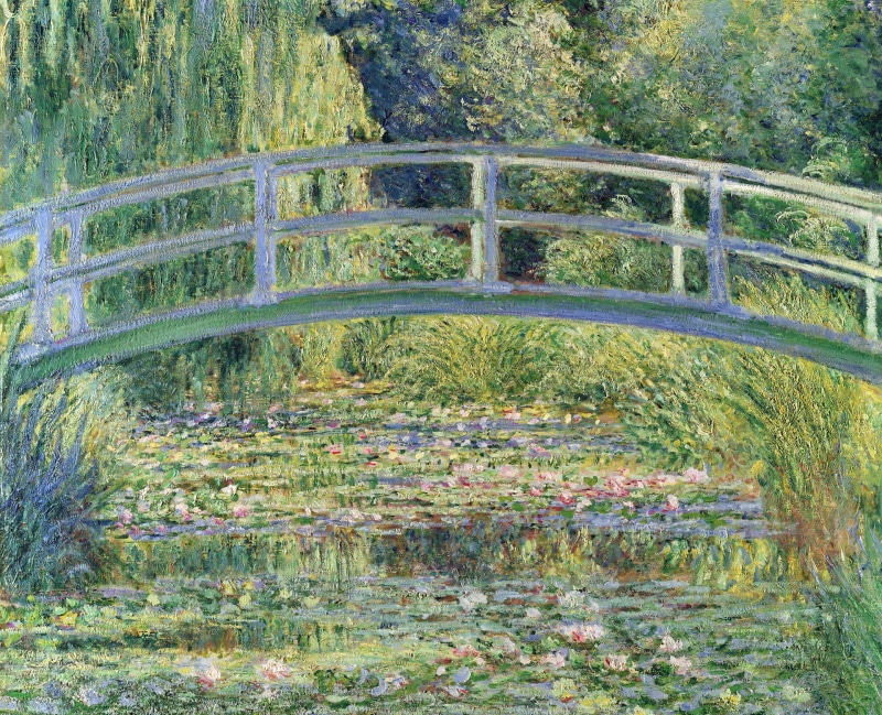 1080P, pond, picture, Claude Monet, Japanese Bridge, Lily, trees, landscape