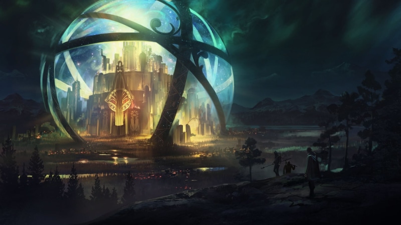 sphere, 1080P, artwork, architecture, transparent, illuminated, fantasy art, built structure, travel destinations, art, digital art, fantasy, no people