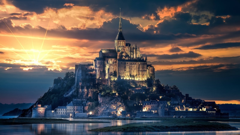 mont saint michel abbey, monastery, france, mont saint michel, normandy, 4K, europe