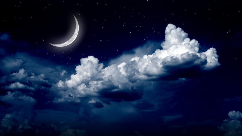 clouds, night sky, moonlight, star, moonlit, stars, 1080P, nature, moon, starry night