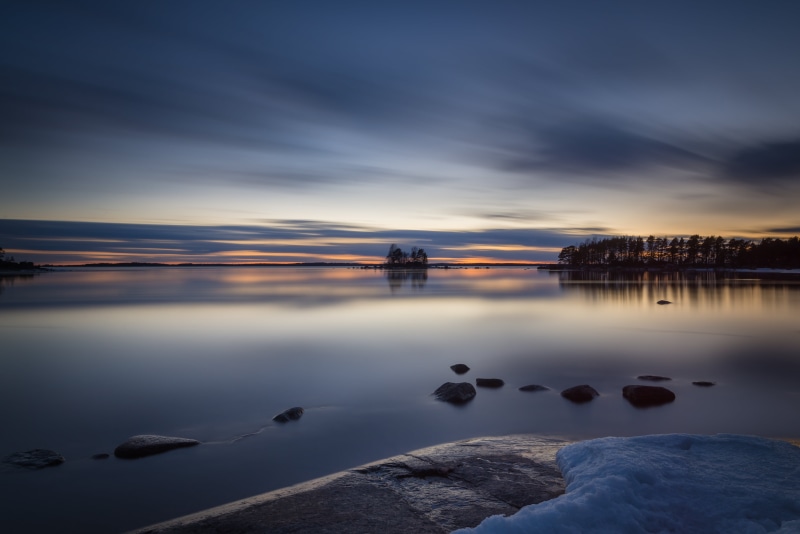Serene, dusk, long exposure, calm, night, sky, tranquil Scene, winter, sunset, reflection, finland, scenics, nature, water, clouds, le, landscape, 5K