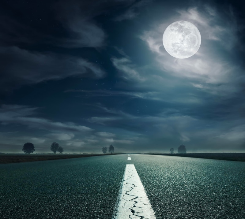 Moon, environment, full moon, surface level, outdoors, 1080P, beauty in nature, direction, vanishing point, tranquil scene, transportation, clouds, wooden