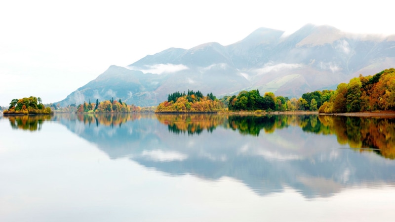scenics - nature, waterfront, day, reflection, sky, beauty in nature, plant, tranquil scene, outdoors, hills, nature, landscape, trees, mountain range