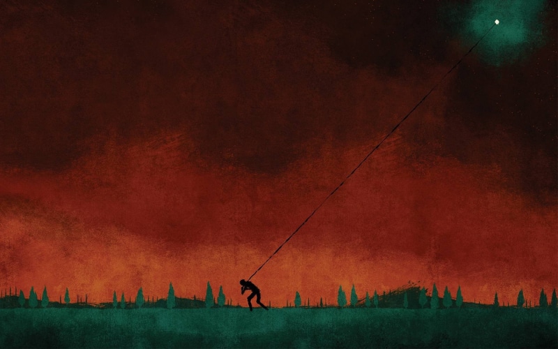 incidental people, August Burns Red, cover art, pulling, nature, mammal, orange color, real people, 1080P, digital, sunset, lifestyles, silhouette, architecture