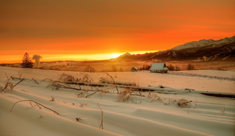1080P, house, sky, Tatra Mountains, mountain, covered, environment, snowcapped mountain, mountains, landscape, beauty in nature, winter, non-urban scene