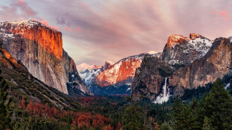 yosemite, national park, california, usa, valley, tunnel view, united states, capitan, forest, 4K, yosemite national park, sunset, cathedral rocks, mountains