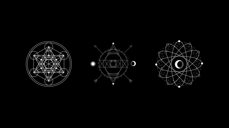 8K, minimalism, eclipse, geometry, Moon, sacred geometry