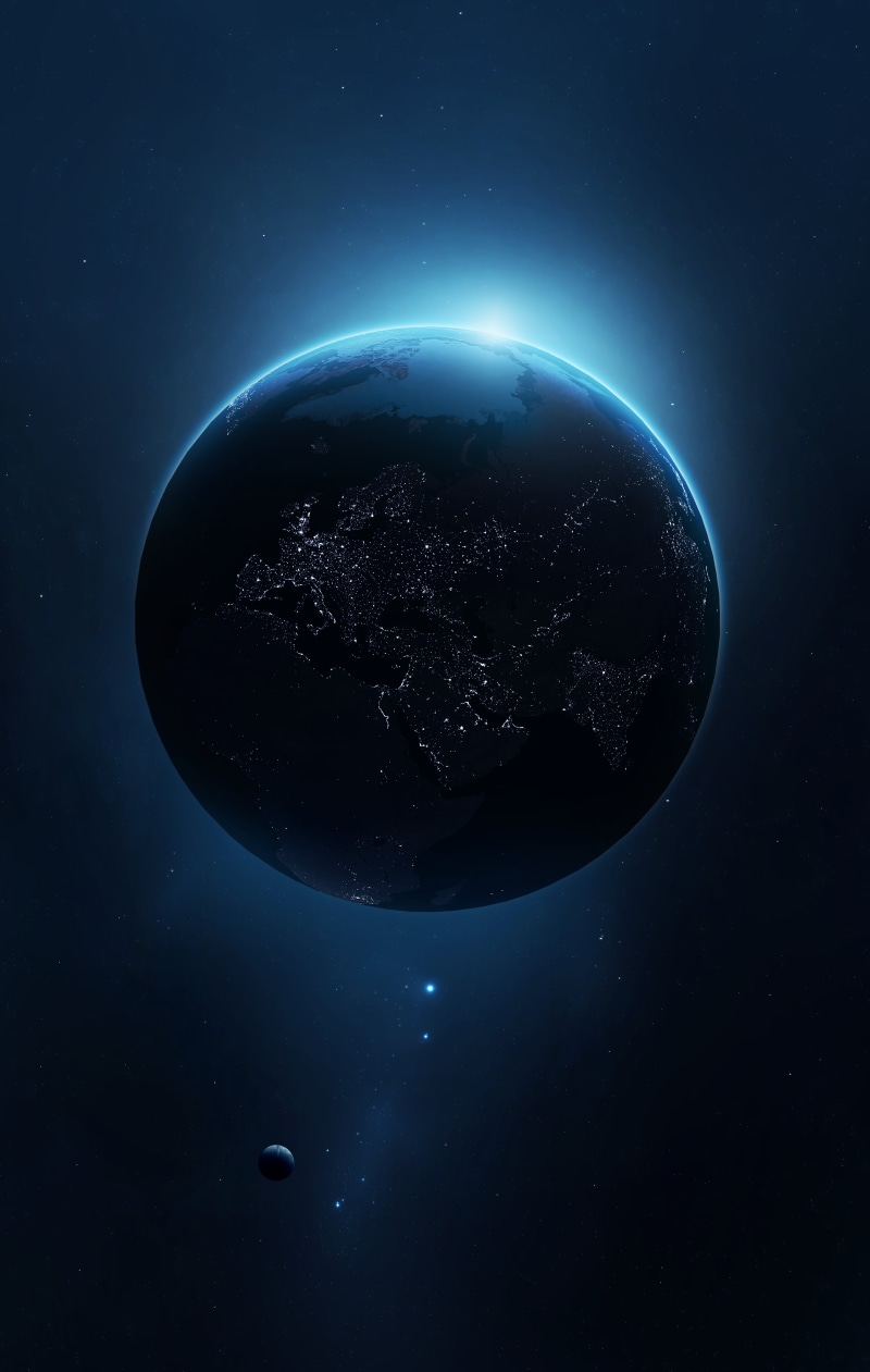 planet, universe, black, space art, Europe, satellite View, technology, glowing, lunar, black Color, planet earth, portrait display, cloud - sky, science